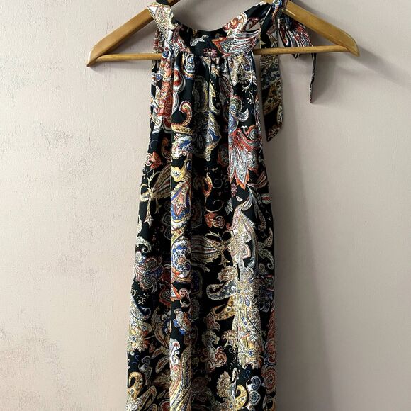 ‼️SOLD‼️SHEIN Vacay Black Paisley Halter Tie-Neck Dress - Picture 5 of 9